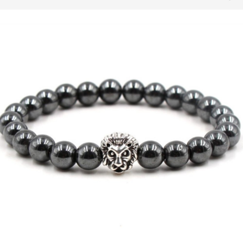 Lion Bracelet,Magnetic Hematite Bracelet,Lion Magnetic Bracelet,8mm Magnetic